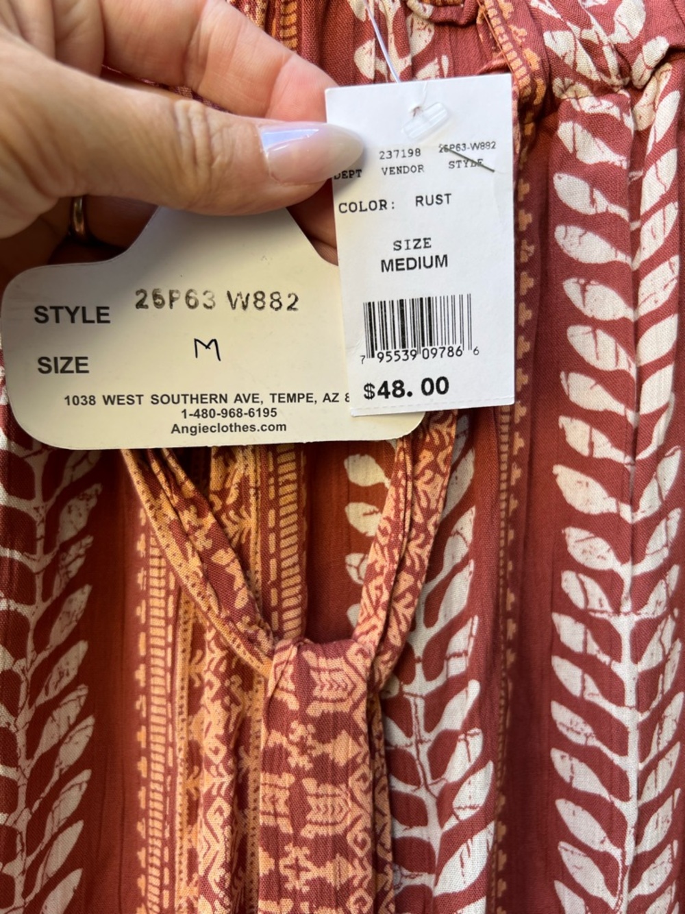 Angie Rust & Cream Printed Boho Pants - Picture 6 of 6